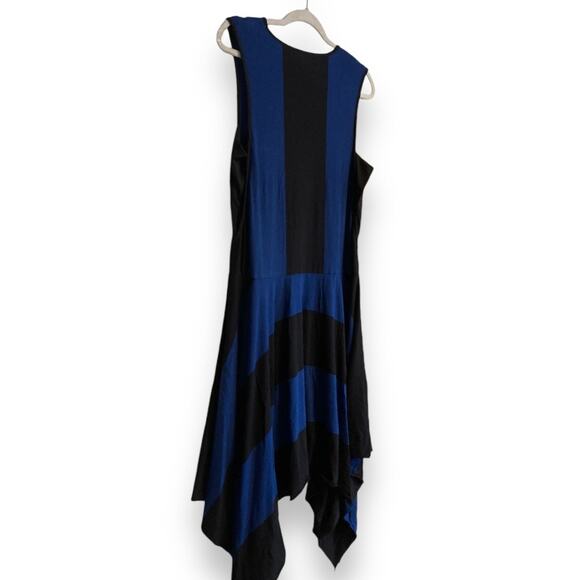 Womens Athleta Derek Lam 10 Fluid Black Blue Midi Hanky Hem Dress Size Medium - Picture 15 of 16